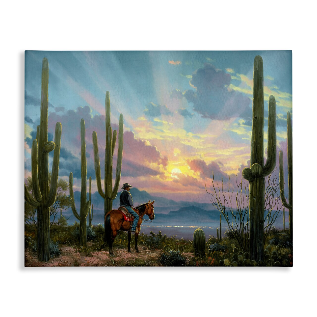 Stupell Industries Western Cowboy with Tall Cacti Canvas By Jack Sorenson